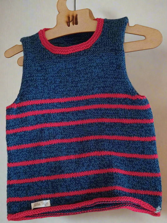 Chaleco matizado azul y rojo